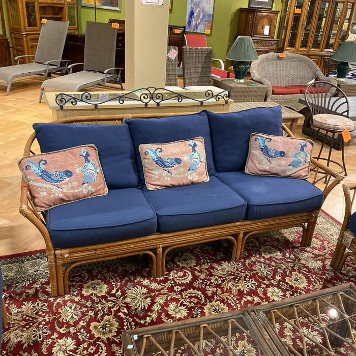 Rattan Blue Cushioned Sofa(ALK)