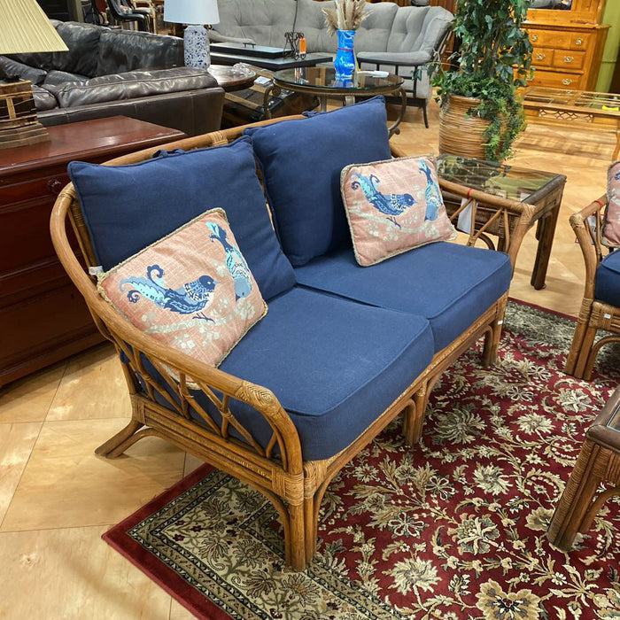 Rattan Blue Cushioned Loveseat(LSH)