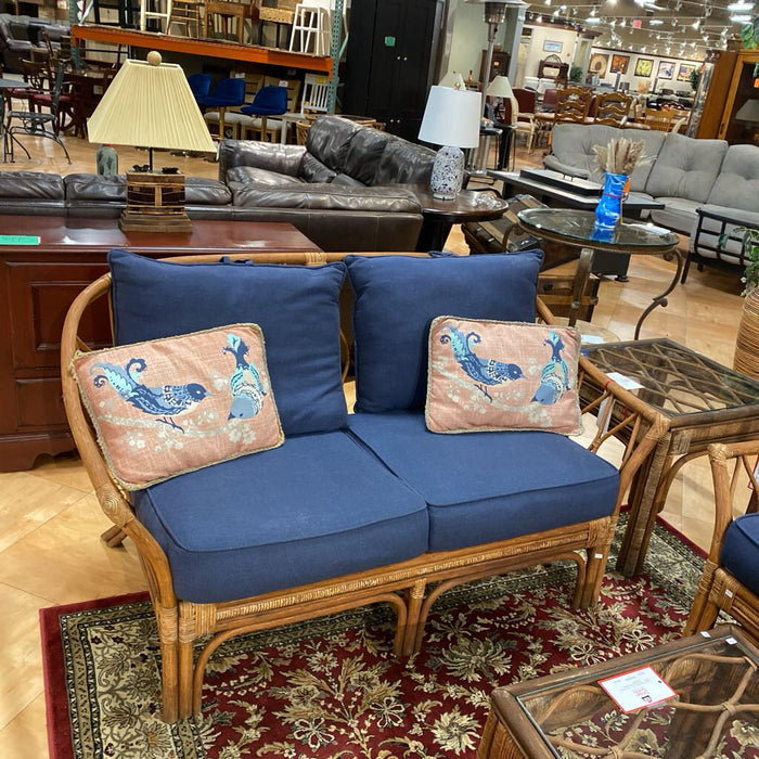 Rattan Blue Cushioned Loveseat(LSH)