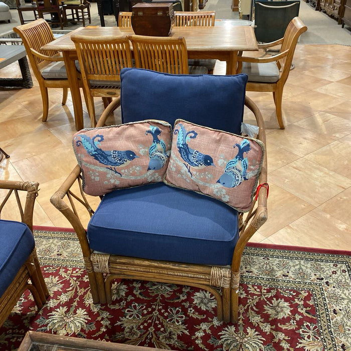 Rattan Blue Cushioned Chair(BAH)