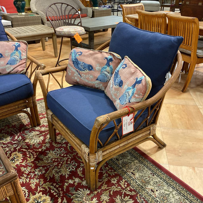 Rattan Blue Cushioned Chair(BAH)