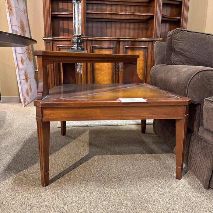 2-Tier Squared End Table w/ Leather(BLA)