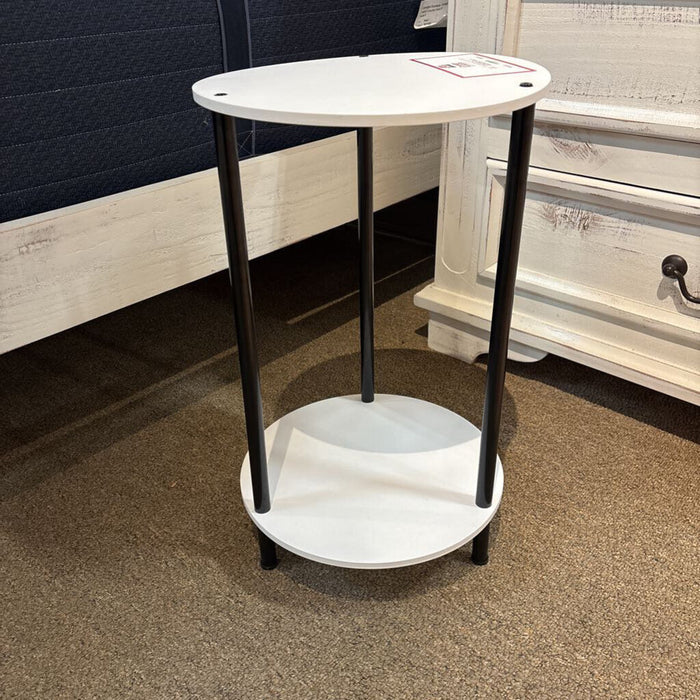 2-Tier White/Metal End Table(AT)