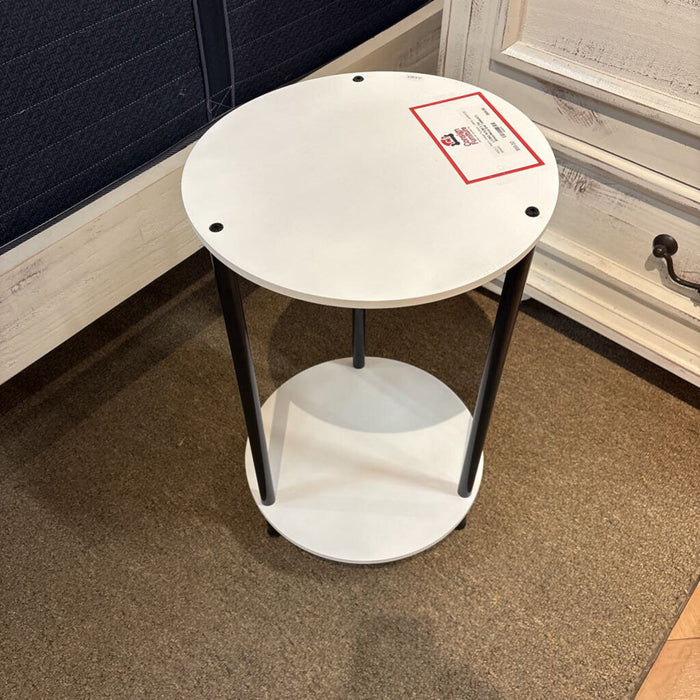 2-Tier White/Metal End Table(AT)