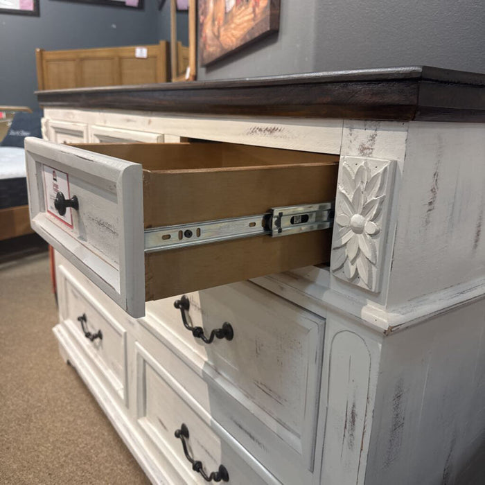 7-Drawer White Long Dresser(SLH)