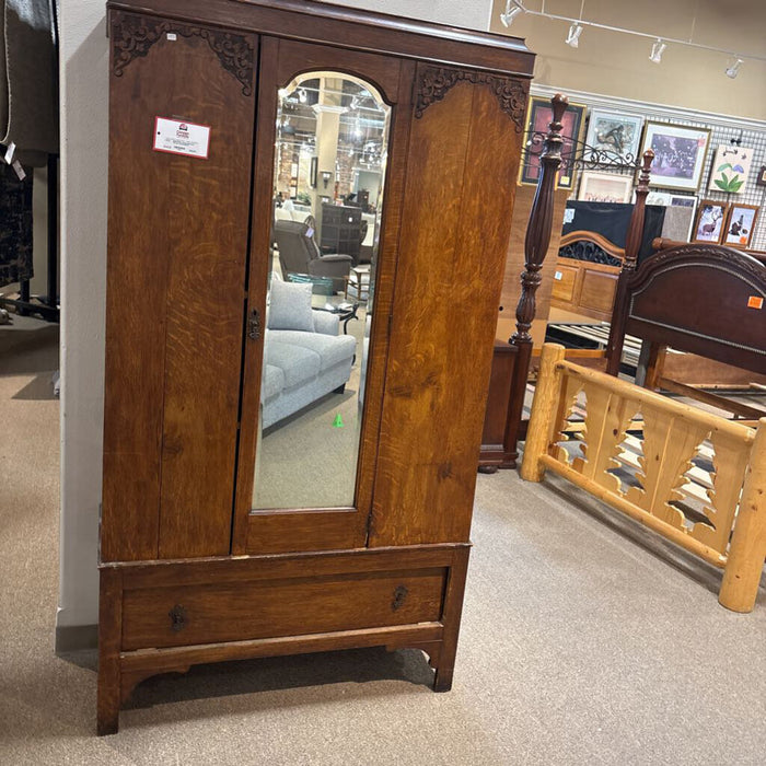 Antique Mirrored Carved Armoire(BTK)
