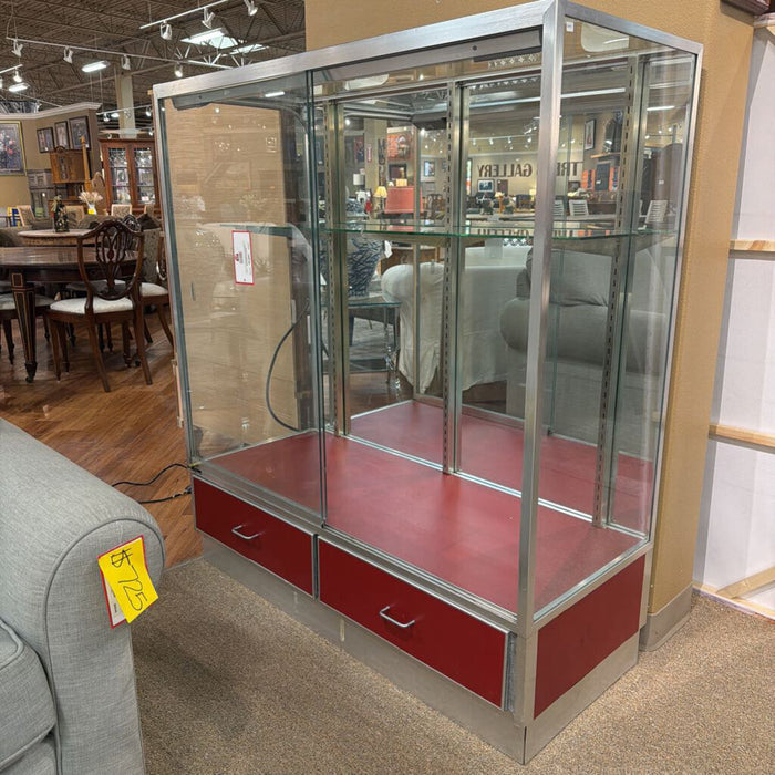 Red Accented Glass Display Case(BAH)