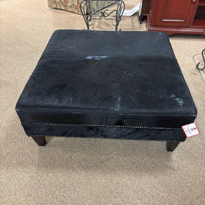 Black Cow Hide Square Ottoman(ALK)