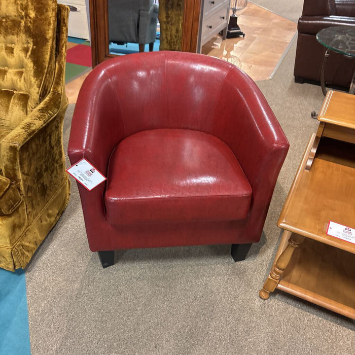 Faux Leather Red Accent Chair(SK)