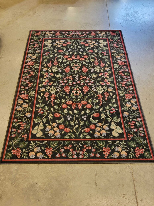 Black Floral Area Rug(SK)