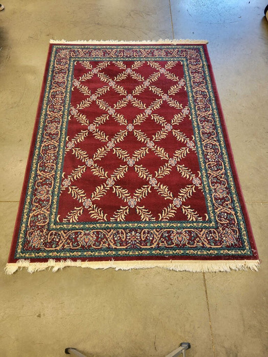 Red Floral Area Rug(SK)