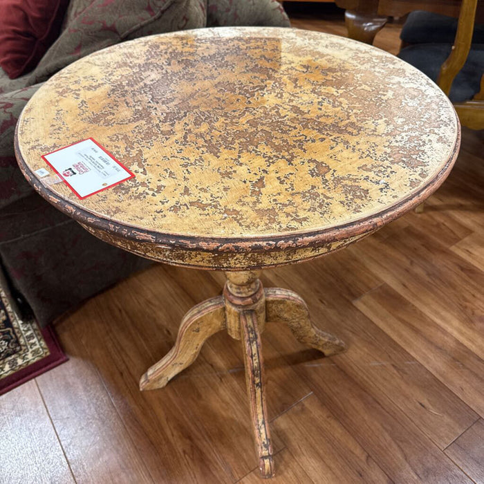 Round Rustic Pedestal End Table(SK)