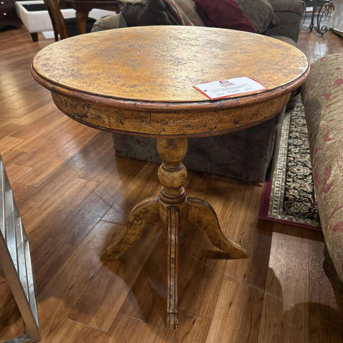 Round Rustic Pedestal End Table(SK)