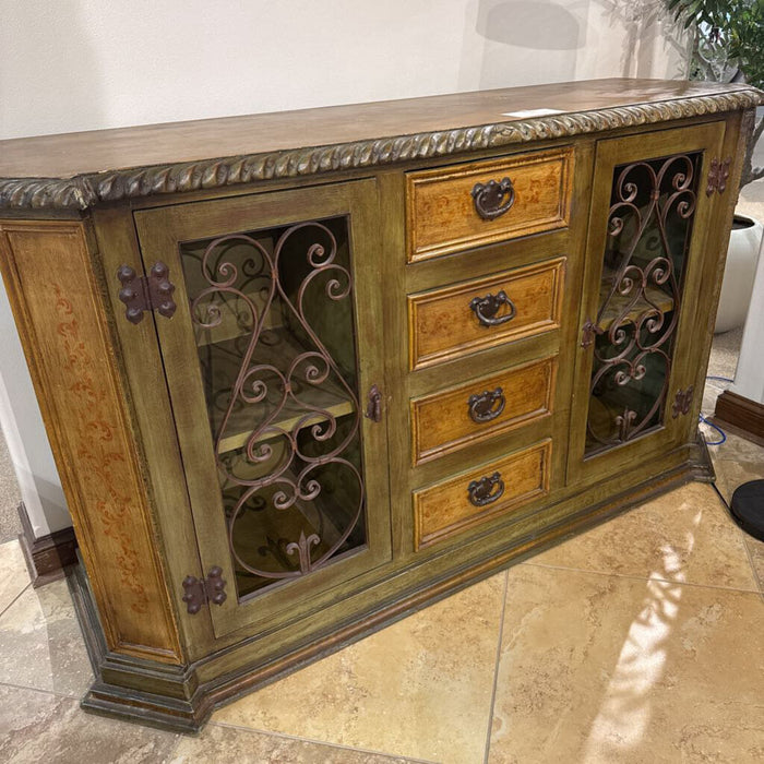 Large 4-Drawer 2-Door Tan Buffet(BBBH)