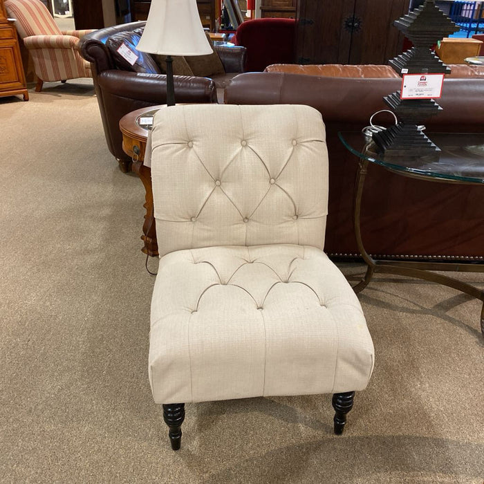 Tufted Tan Armless Chair(BHI)