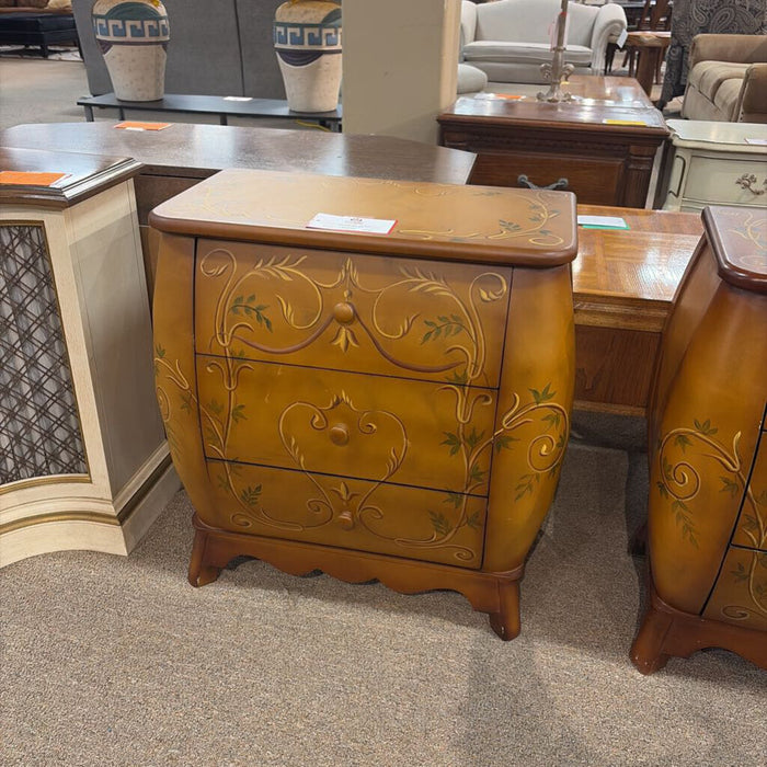 Painted Floral 3-Drawer Nightstand(TI)