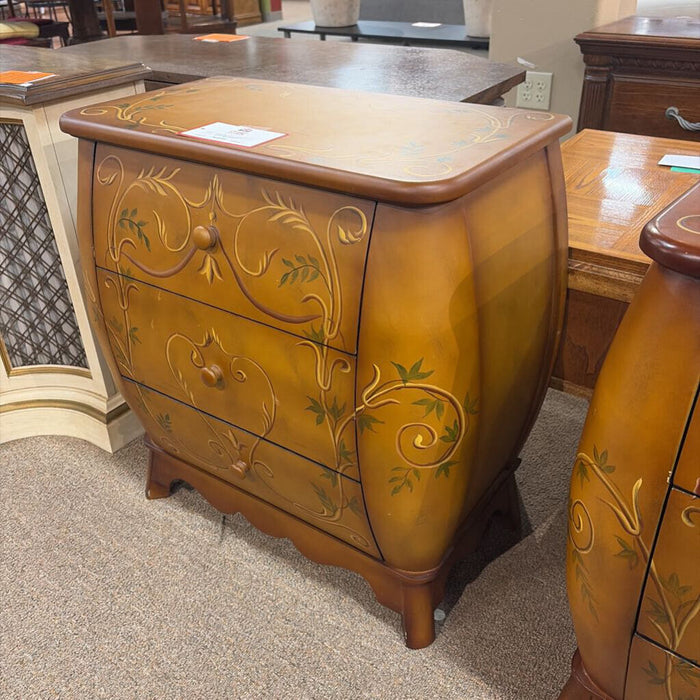 Painted Floral 3-Drawer Nightstand(TI)