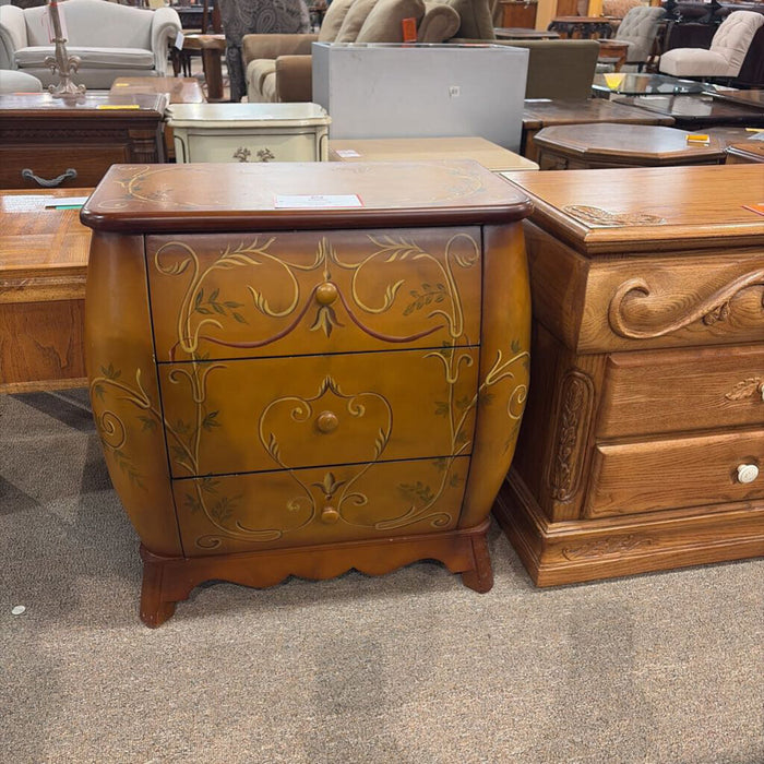 Painted Floral 3-Drawer Nightstand(TI)