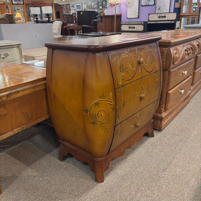 Painted Floral 3-Drawer Nightstand(TI)