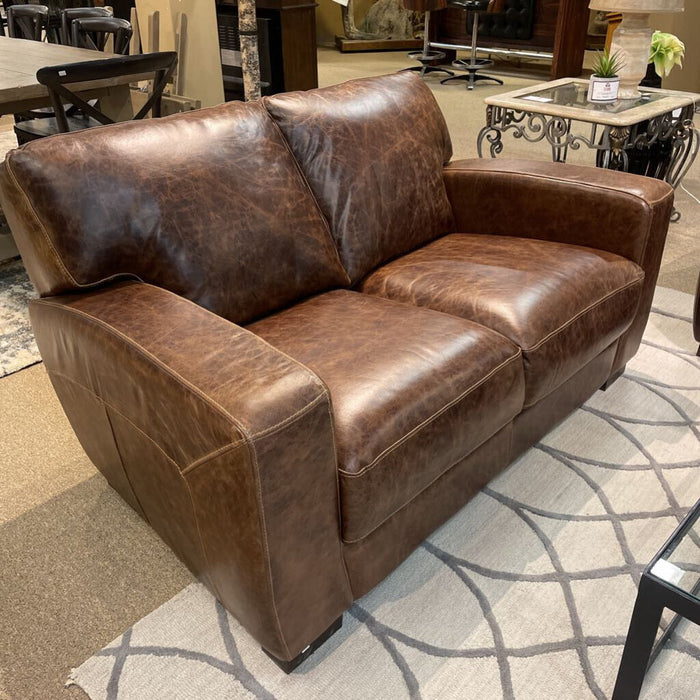 Brown Leather Loveseat(SAK)