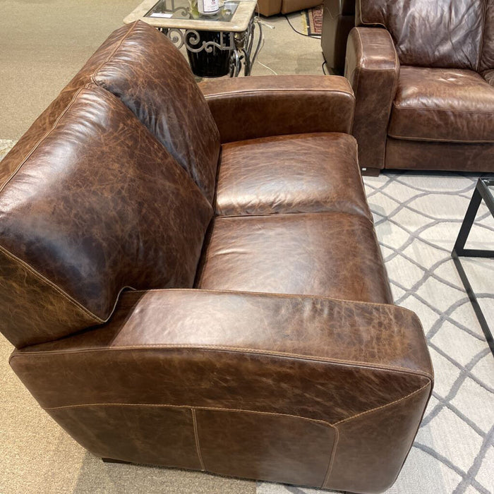 Brown Leather Loveseat(SAK)
