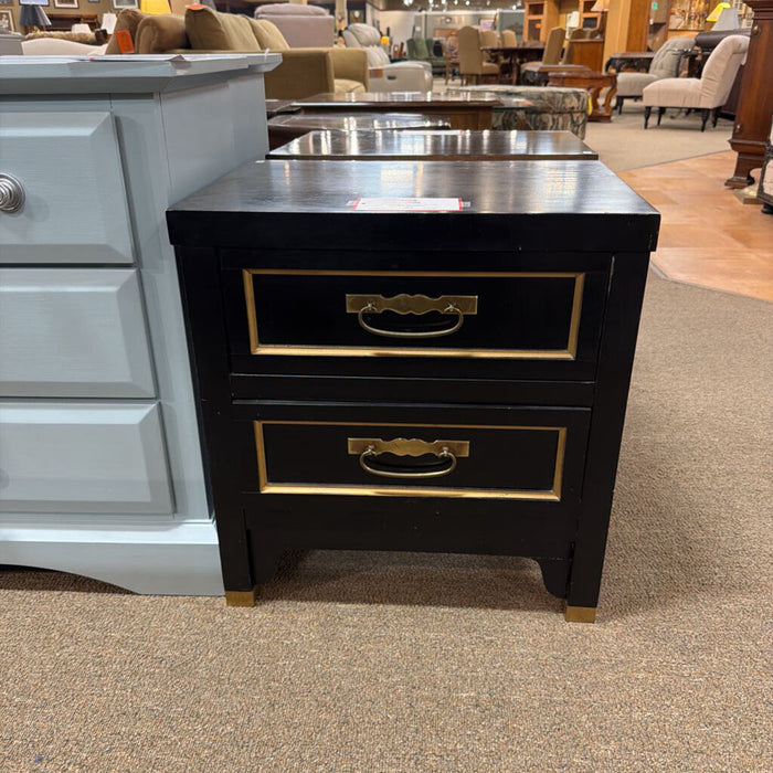 2-Drawer Gold/Black Nightstand(TI)