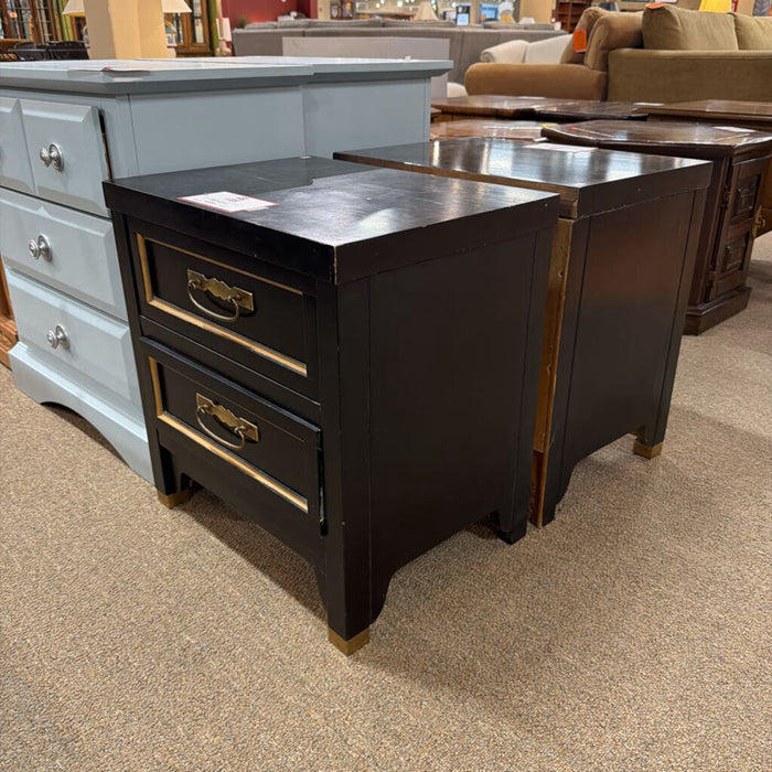 2-Drawer Gold/Black Nightstand(TI)