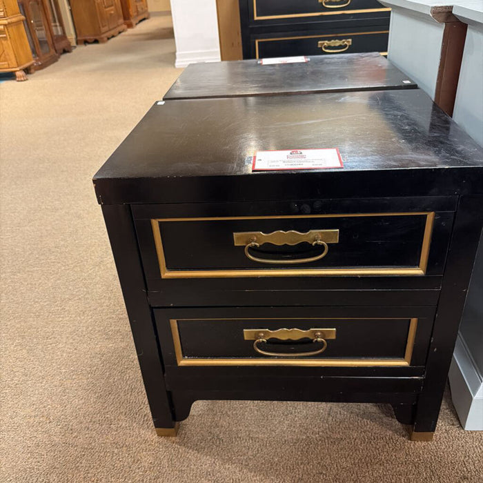 2-Drawer Gold/Black Nightstand(LS)