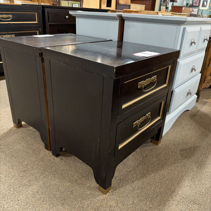 2-Drawer Gold/Black Nightstand(LS)