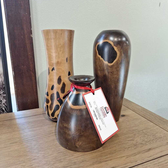 S/3 Carved Wooden Vase(LS)