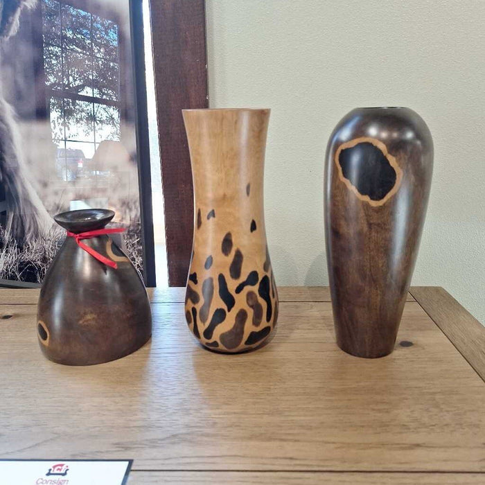 S/3 Carved Wooden Vase(LS)