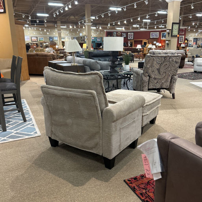 Tan Fabric Chair w/ Ottoman(BTK)