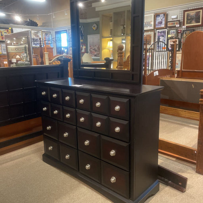 Black 8-Drawer Large Dresser/Mirror(KHK)