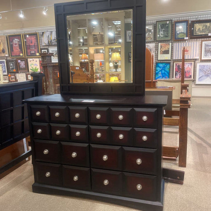 Black 8-Drawer Large Dresser/Mirror(KHK)