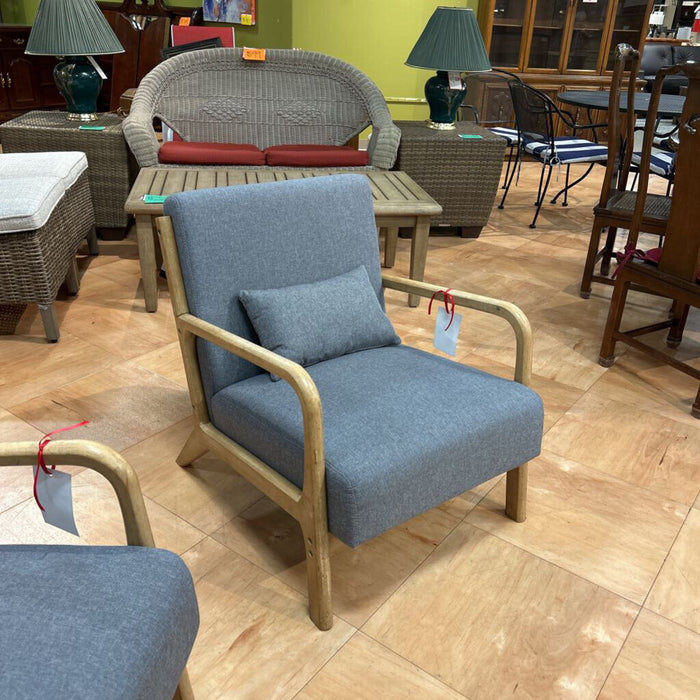 Grey Fabric/Wood Accent Chair(SK)