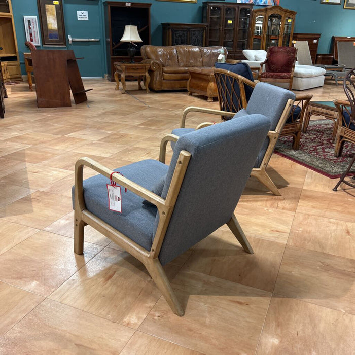 Grey Fabric/Wood Accent Chair(SK)