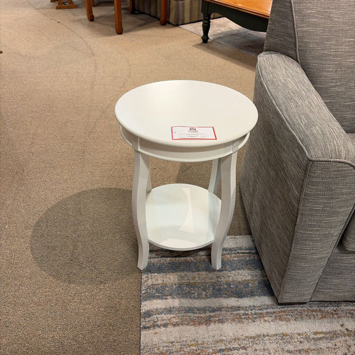 Round 2-Tier White End Table(AT)