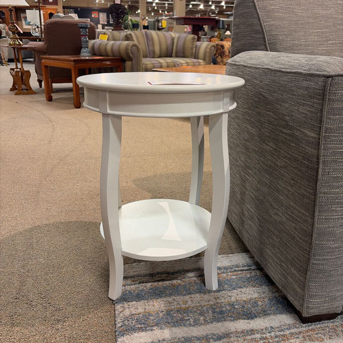 Round 2-Tier White End Table(AT)