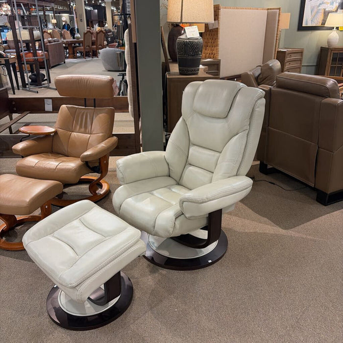 Tan/White Leather CH w/ Ottoman(ATH)