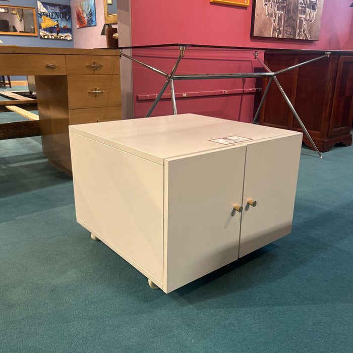 White Rolling Metal 2-Door Cabinet(AT)