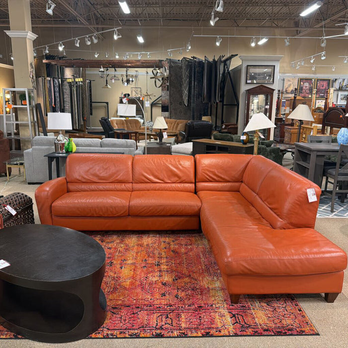 Orange Italian Leather Sleeper Chofa(BCMH)