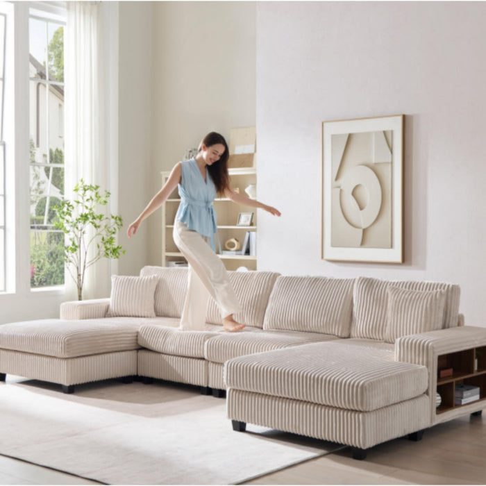 U-Shaped Convertible Sofa, 4 Seater Large Living Room Lounge