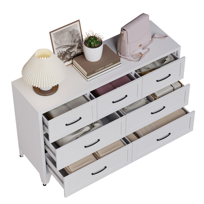 7-Drawer Dresser, Low-Profile Storage - White