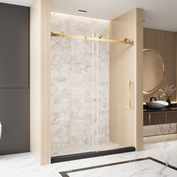 Frameless Single Sliding Shower Door With Handle And Square Tube Track