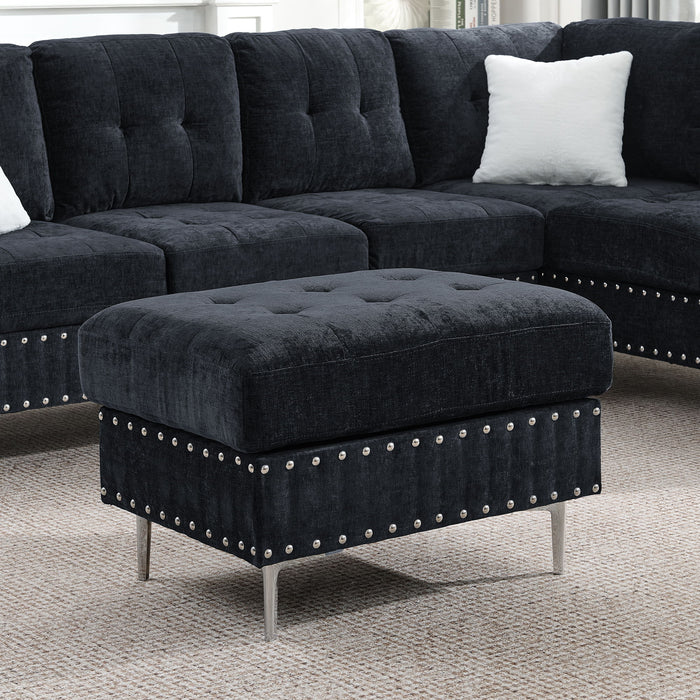 L-Shaped Sectional Sofa With Chaise And Storage Ottoman, Includes 2 Pillows