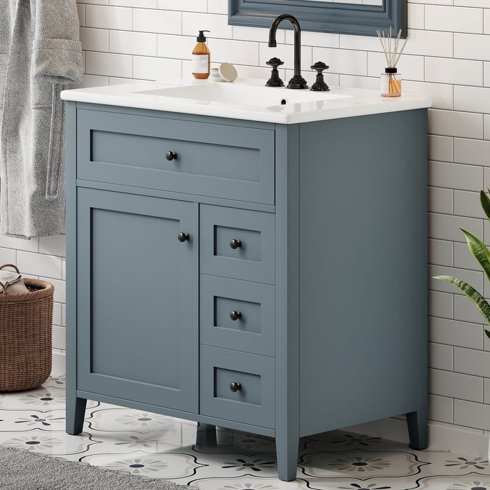Bathroom Vanity With Sink, 3 Drawers And Adjustable Shelf