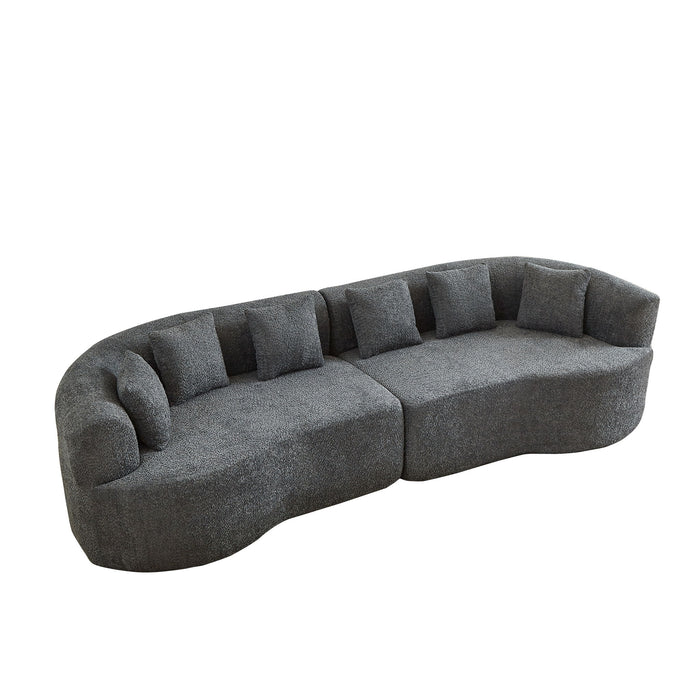 Curved Sectional Sofa With 6 Pillows
