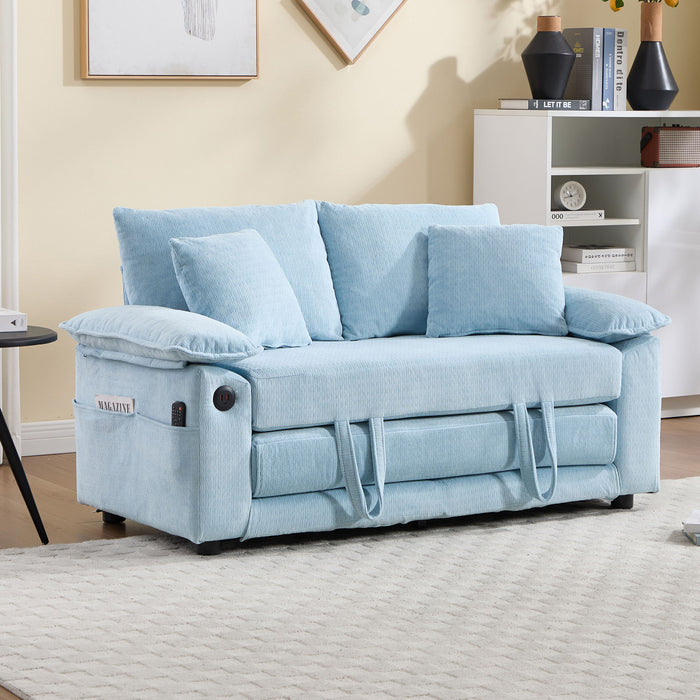 Upholstered Futon Convertible Floor Sofa Bed
