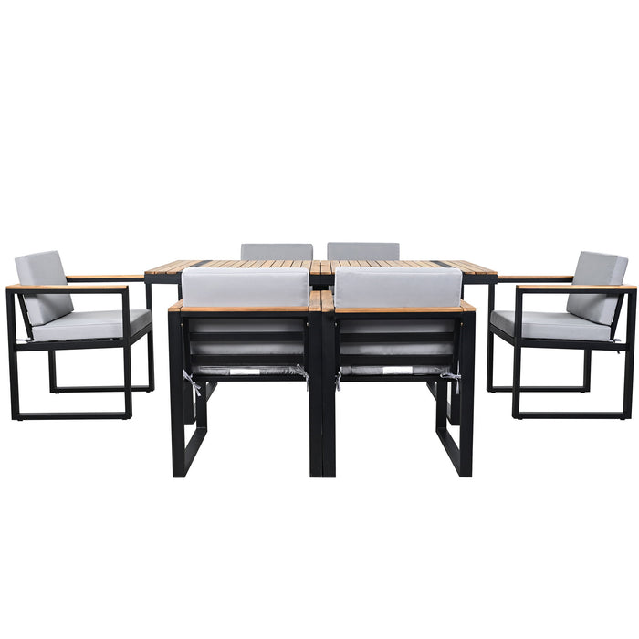 7 Pieces Outdoor Dining Set Patio Dining Table And Chair Set With And Removable Cushions For Patio