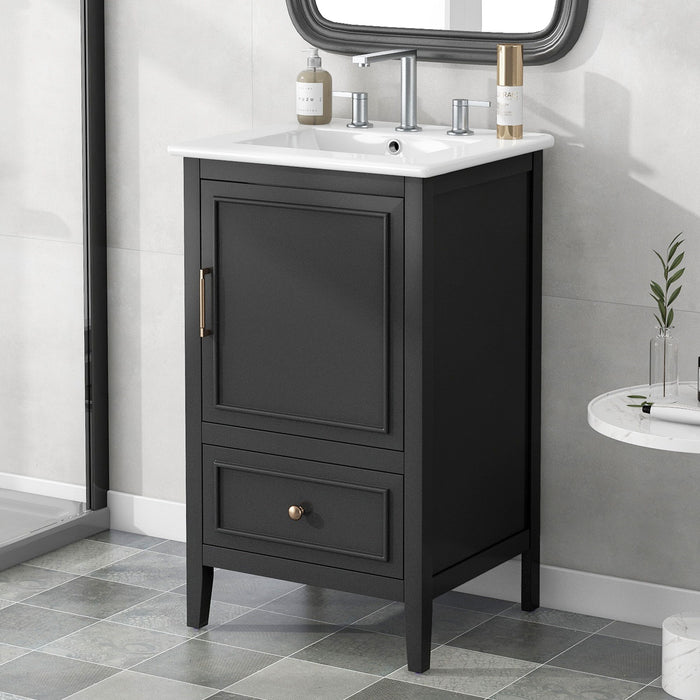 Modern Bathroom Vanity With Sink, Cabinet Storage, Drawer & Adjustable Feet